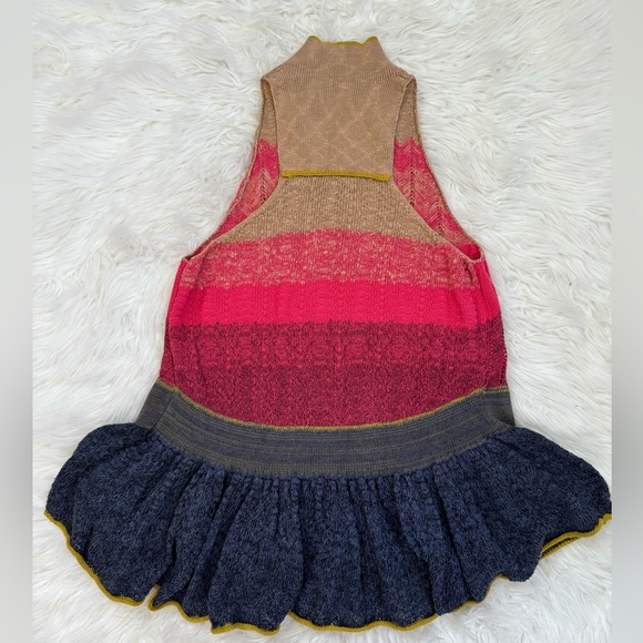 Free People Peplum Polo colorful knit racer back chevron print tank top small - Picture 9 of 9